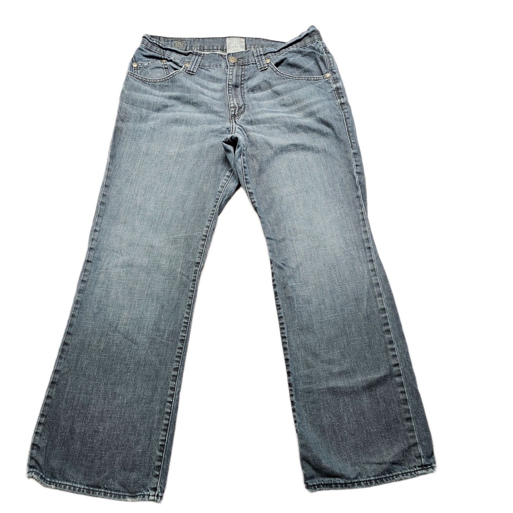 Rock & Republic Jeans Mens 34x30 Blue Denim Single Stitch Grunge Straight Leg